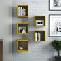 Hanah Home Estantería de Pared Bohemia Amarilla (5 Piezas)